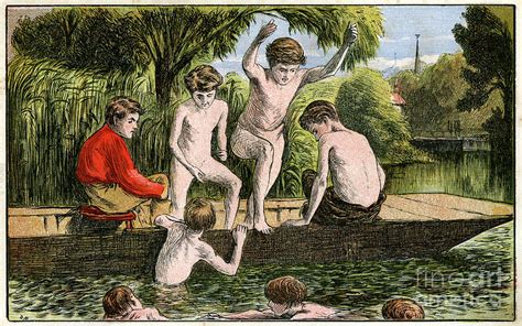 Swimming 19th Century Drawing By Print Collector Fine Art America
