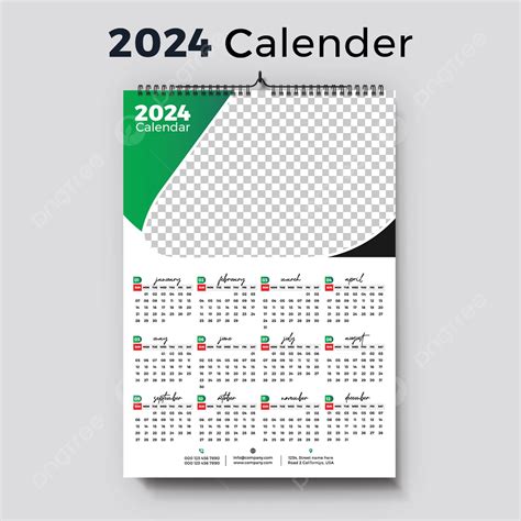 2024 Wall Calendar Vector Template Download On Pngtree
