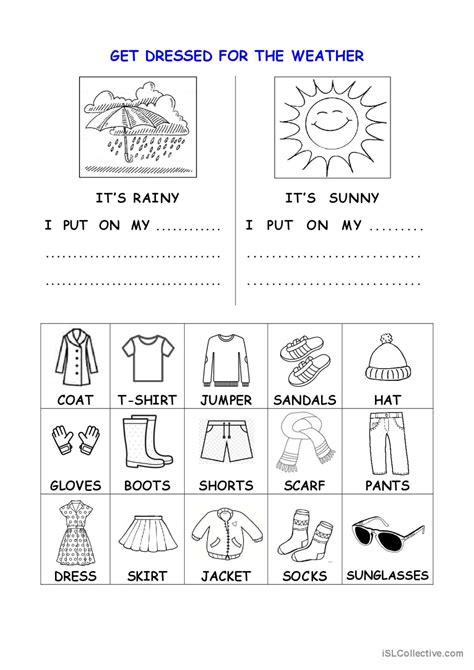 Get Dressed For The Weather English Esl Worksheets Pdf And Doc