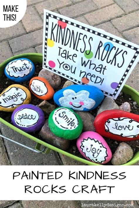 Painted Kindness Rocks Ideas Craft With Free Printable Laura Kellys
