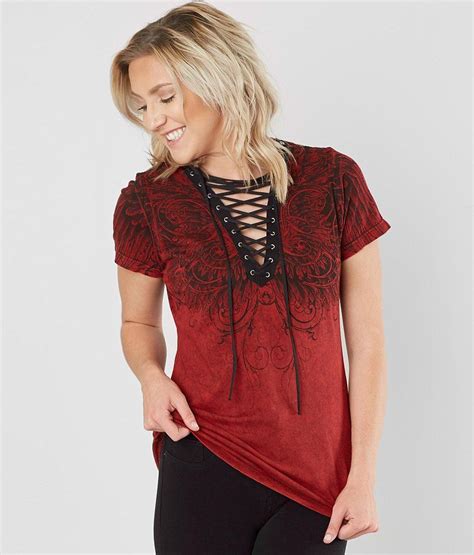 Affliction Chantelle T Shirt Womens T Shirts In Affliction Red Lava