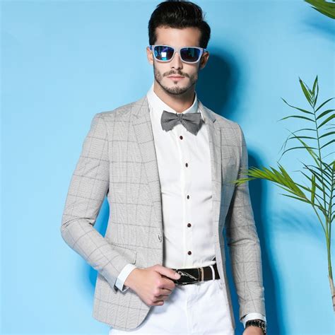 Brand Men Clothing Fashion 2016summer Men Blazers Single Button Slim