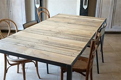 Table de salle à manger industrielle en bois et métal : Amazon.fr
