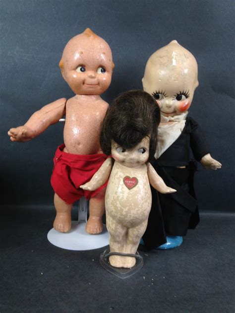 Lot 3 Kewpie Dolls Including 9 All Composition With Heart Label