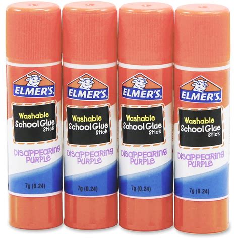 Elmers Washable Nontoxic Glue Sticks 024 Oz 4 Pack Purple