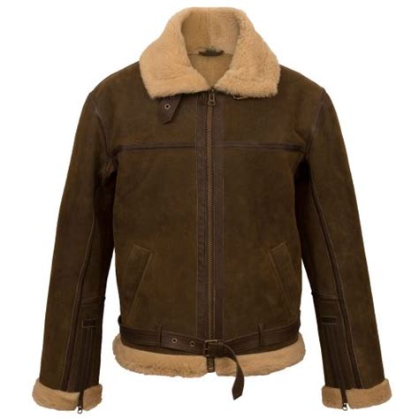 B4 Mens Brown Sheepskin Flying Jacket Hidepark Leather