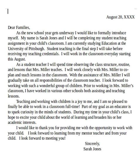 Letter Of Introduction Template Teacher