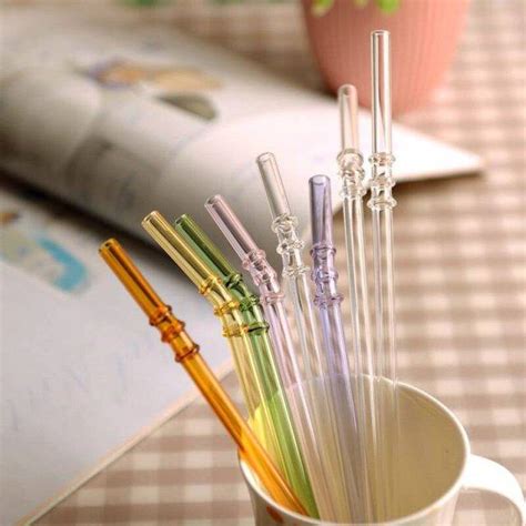 reusable glass bent drinking straws 100 pcs barly