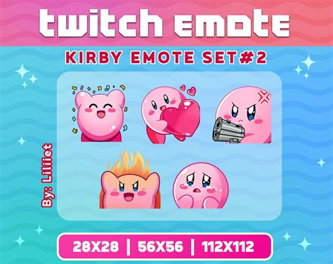 Kirby Emote Set For Twitch Or Discord Kirby Emote Pack 2 Etsy