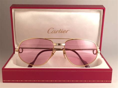 Cartier Santos Romance Rose Pink Lenses 58mm Drake 18k Gold Sunglasses For Sale At 1stdibs