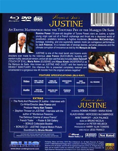 Marquis De Sades Justine Blu Ray Dvd Combo 1969 Adult Dvd Empire