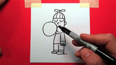 How To Draw Cartoon Kid With Bubble Gum Youtube