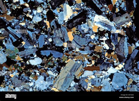 Granite Rock Thin Section Showing Feldspar Quartz Mica Minerals Through