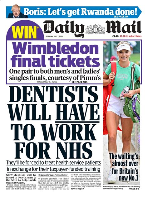 Daily Mail Front Page 1st Of July 2023 Tomorrows Papers Today