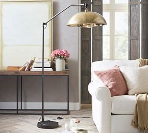 Placing something large in the corner behind the sofa softens the sharp corner and grounds the large sectional. Winslow Metal Arc Sectional Floor Lamp in 2020 | Sectional floor lamp, Glass floor lamp ...