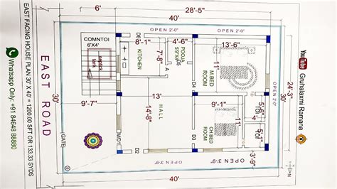 37 House Plan For 1200 Sq Ft East Facing