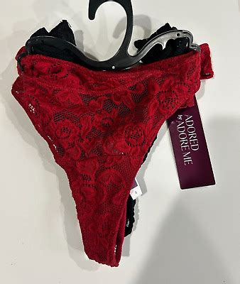 Adored By Adore Me 2 Pack Lace Blythe Thong Panty Size 2X XXL Red Black