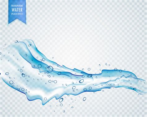 Transparent Water Splash With Drops In Light Blue Color Flowing