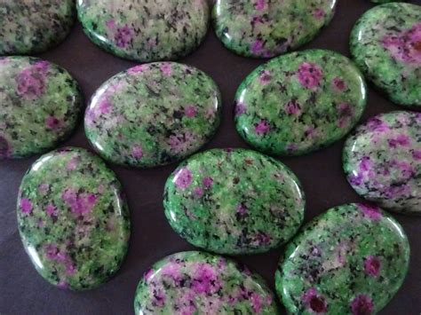 40x30mm Natural Ruby In Zoisite Cabochon Green And Purple Crystal