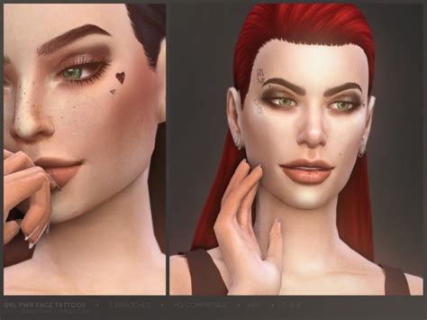 Grl Pwr Face Tattoos By Sugar Owl At Tsr Sims 4 Updates