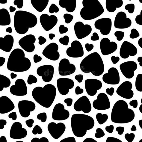Vector Seamless Pattern With Black Hearts On White Background Stock