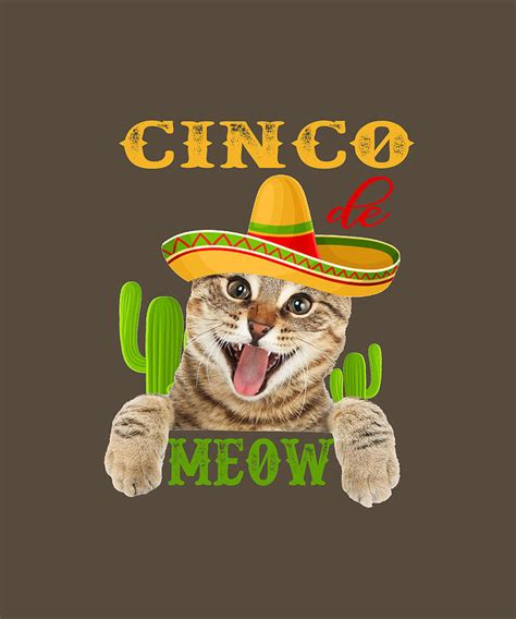 Cat Cinco De Mayo Shirt Kitty Cat Face Cinco De Meow Tank Top Digital Art By Felix Pixels