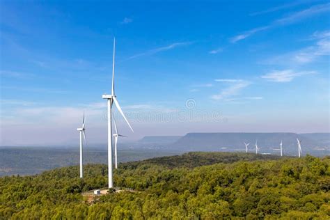 Wind Turbines Farm On Mountanis Landscape At Lam Takong Reservoir Views