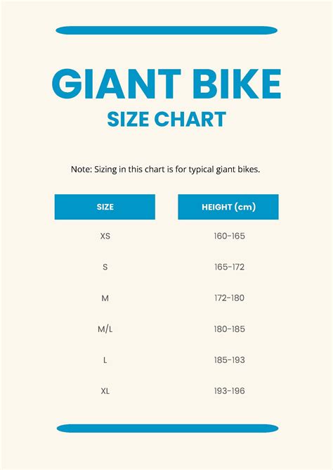 Bicycle Size Chart