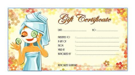 Free Printable Spa Gift Certificate Template Printable Templates