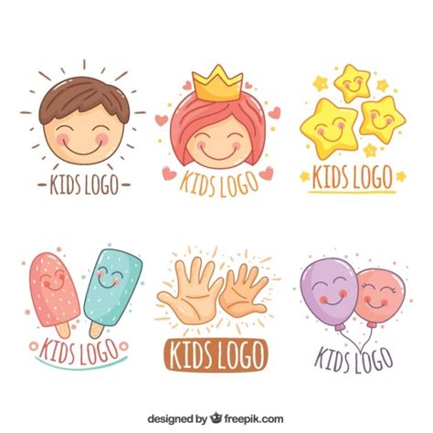 Premium Vector Awesome Collection Of Hand Drawn Kids Logos