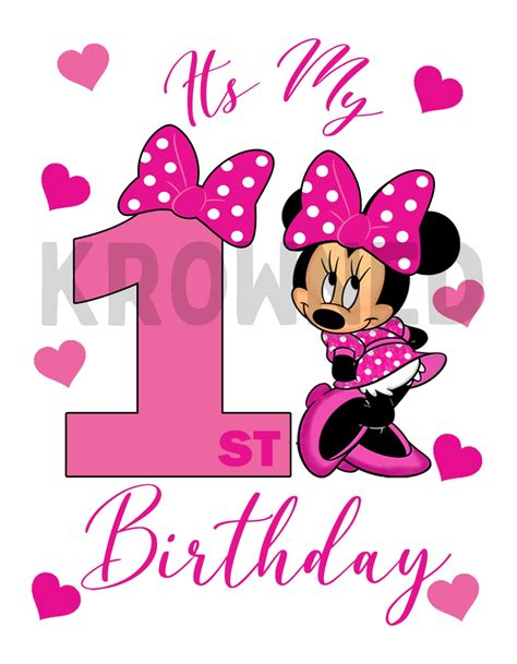 Minnie Mouse 1st Birthday Shirt Minnie Mouse Birthday Iron On Transfer