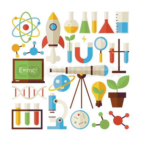 Flat Style Vector Collection Of Science And Education Objects Isolated