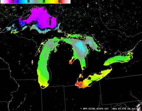Lake Surface Temperatures In The Great Lakes In Mid June — Cimss