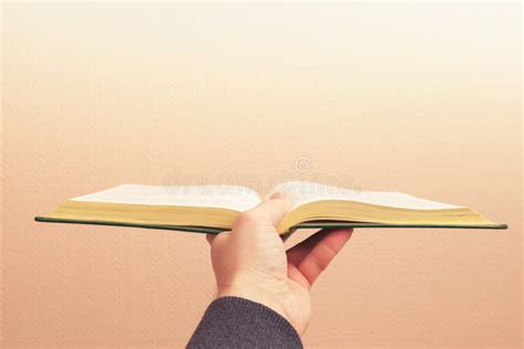 Open Vintage Book In Male Hand Old Style Photo Stock Photo Image Of