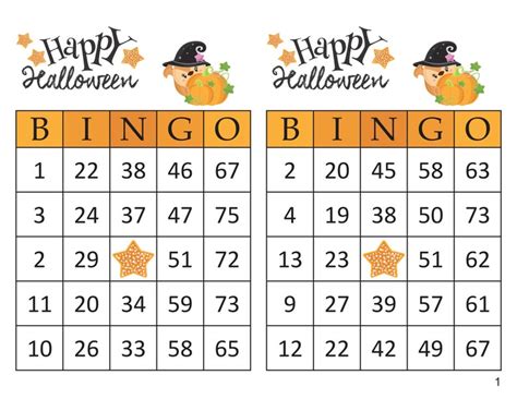 Halloween Bingo Cards 1000 Cards 2 Per Page Immediate Pdf Etsy
