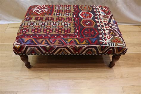 5 out of 5 stars. Antique Turkish Kilim Ottoman Stool Tables - 8138