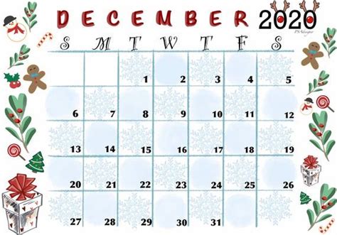 Illustrated December Calendar Printable Instant Download Jpeg 35x50