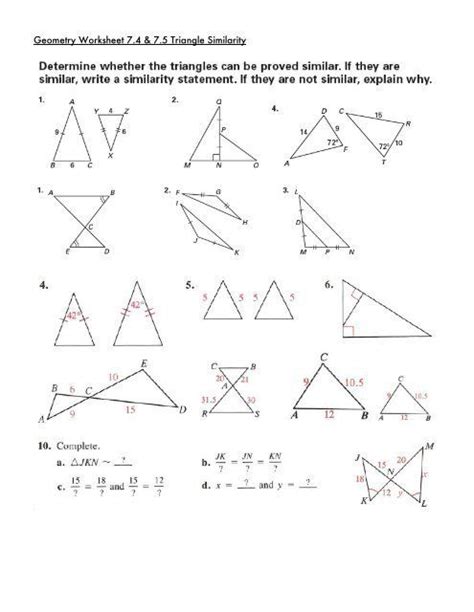 This selection of worksheets and lessons shows students how identify and. Proportions and Similar Figures Worksheet Geometry Worksheet 7 4 & 7 5 Triangle Similarity ...