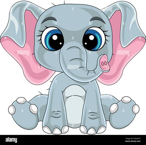 Adorable Cute Baby Elephant Cartoon Vlr Eng Br