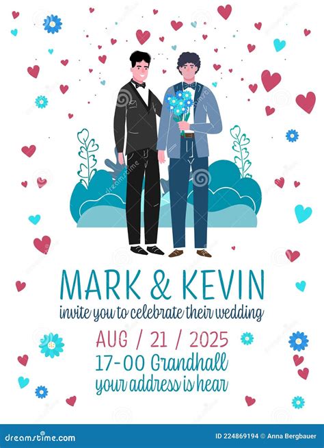 Unconventional Wedding Invitation Gay Bisexual And Transgender People Marriage Stock Vector