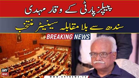ppp s waqar mehdi elected unopposed senator from sindh youtube