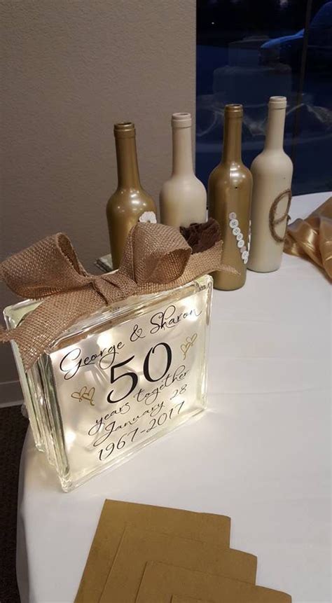 Personalized marriage gifts never go out of fashion, no be sure and choose a book with plenty of space for them to add their own personal favorites, and any new delights they discover over the years. 50th Wedding Anniversary Glass Block | 50th anniversary party, 50th anniversary party ideas ...