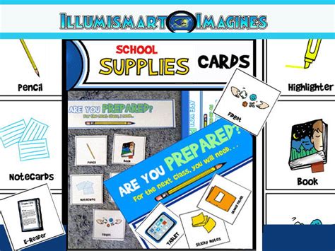 School Supplies Cards Upper Elementarymiddle School 4 Pages48 Cards