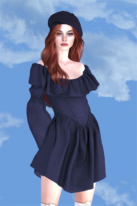 A Digital Painting Of A Woman In A Blue Dress And Hat With Her Hands On