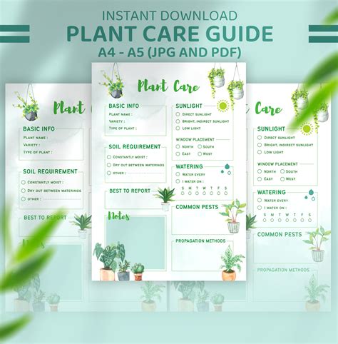 Free Printable Plant Care Sheet
