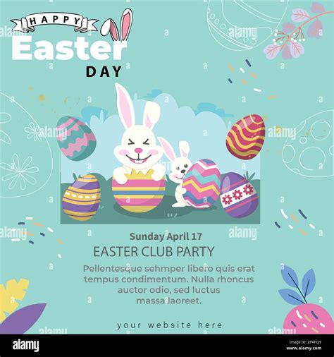 Illustration Happy Easter Poster And Banner Template With Easter Eggs