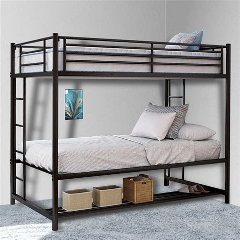 Metal Bunk Beds Heavy Duty Twin Over Twin Metal Bunk Beds With Storage Upgrade Twin Bed Frame