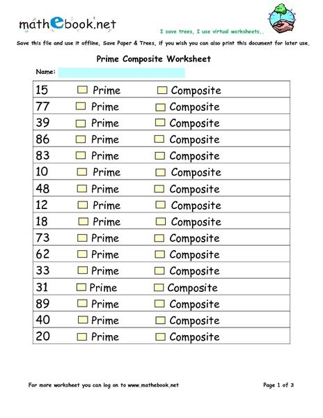 4th Grade Prime And Composite Numbers Worksheets