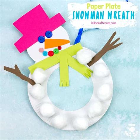 Paper Plate Snowman Wreath Kids Craft Room