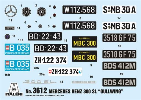 Italeri Vehicle 116th Scale Mercedes Benz 300sl Gullwing 3612 Mr